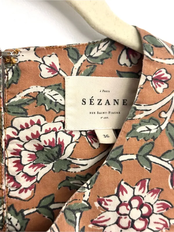 Sezane Angeline Blouse in Ochre Floral Print Size 4 - Image 5