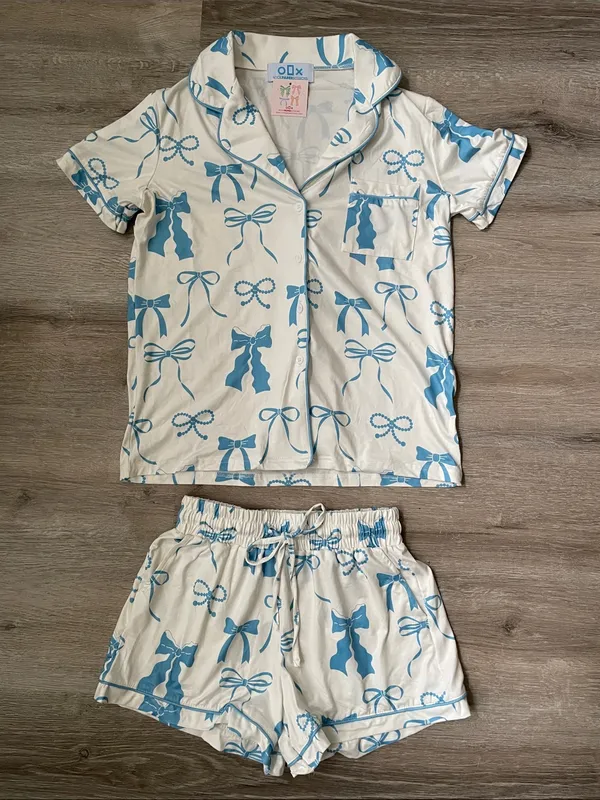 NWT Blue bow pajama set size xs - Image 2