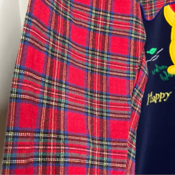 Vintage 90s Pooh Bear Nightgown One Size Happy Windsday Flannel Sleeves Blue - Image 2