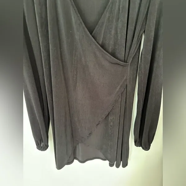 Princess Polly Faux Wrap Long Sleeve Dress Size 6 Black - Image 12
