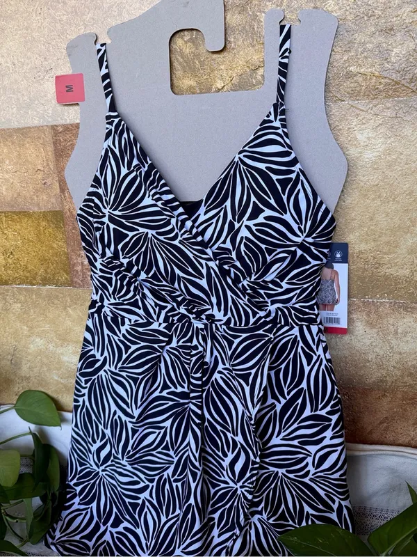 NEW Lands’ End UPF 50+ Adjustable Convertible Swim Abstract Floral Dress, Size M - Image 4