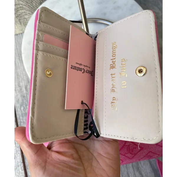Juicy Couture | Pink Heart Logo Crossbody Bag & Card Holder Set - Image 8
