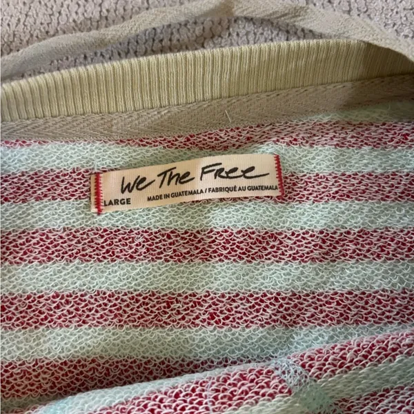 We The Free Free People Classic Striped Oversized Crewneck in Cherry Combo LARGE - Image 7