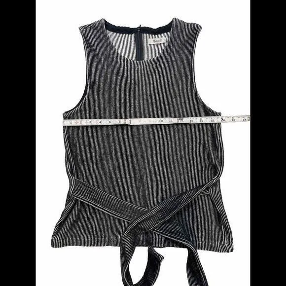 Madewell French Rib Tie Waist Sleeveless Tank Womens M‎ Gray F8390 - Image 3