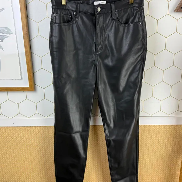 Pistola Cassie Black Faux Leather Super High Rise Straight Pants - Size - 29 - Image 10
