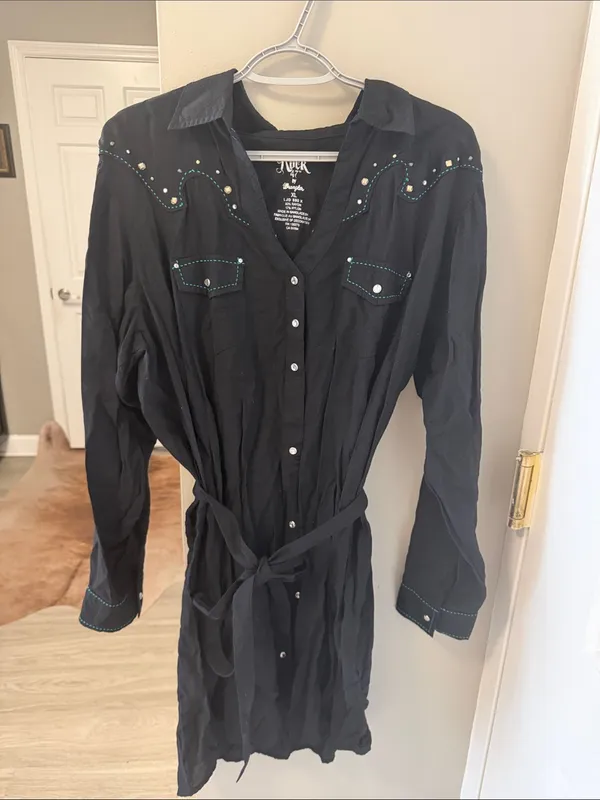 Rare Rock 47 by Wrangler Button Front Western Dress, black XL - Image 2