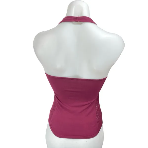 Free People Women's Maroon Ruched V-Neck Halter Cami Camisole Crop Tank Top M/L - Image 2