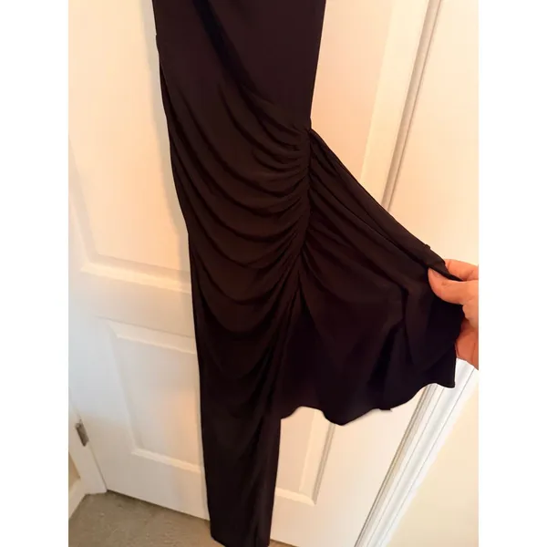 Saks Fifth Avenue Katie May Womens Full Length Event Evening Dress Slit Black Open Back Maxi Small - Image 7