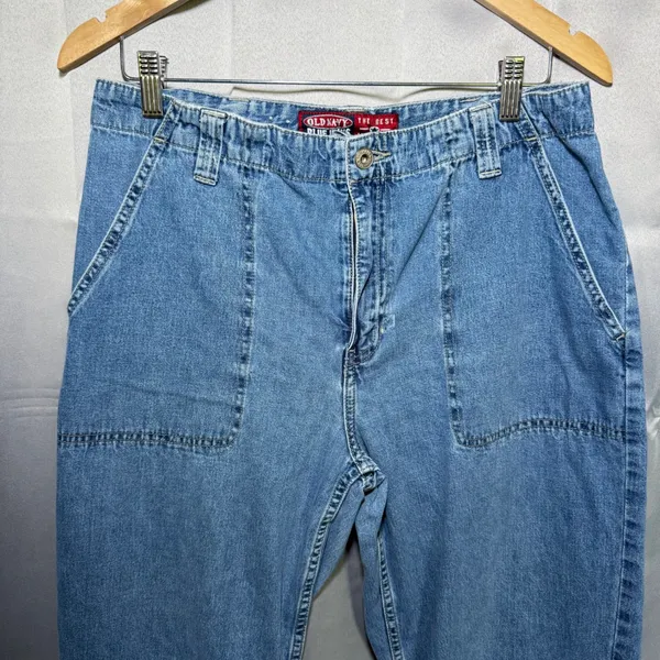 Old Navy Blue Jeans Womens 12‎ Blue Vintage Carpenter Straight High Rise Baggy - Image 4