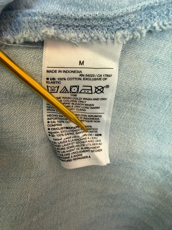 Old Navy Women 100% Cotton Chambray Denim Spaghetti Adj Strap Summer Dress - Image 4