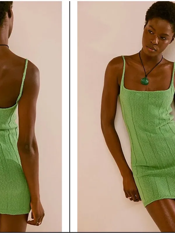 Free People Beach Green Knit Bodycon Dress - Image 2