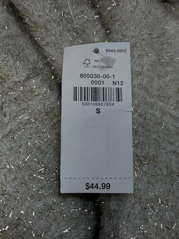 Old Navy NWT Cream Gold Textured Shine Crop Party Cardi Cardigan Sweater Small - Image 9