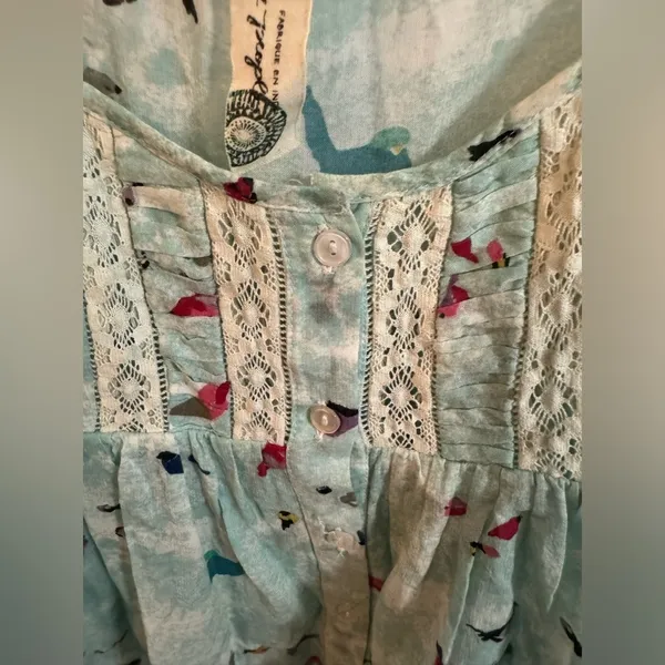 Free People Blue Boxy Bird Cropped Tank - Image 5