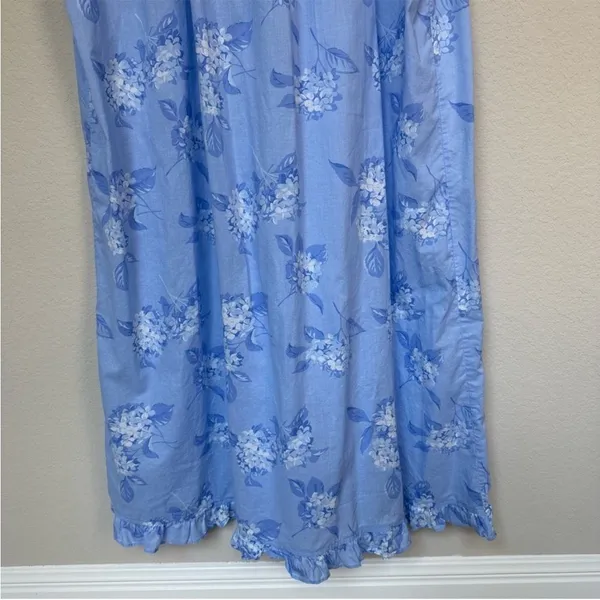 Eileen West Blue Hydrangea Woven Cotton‎ Nightgown S - Image 8