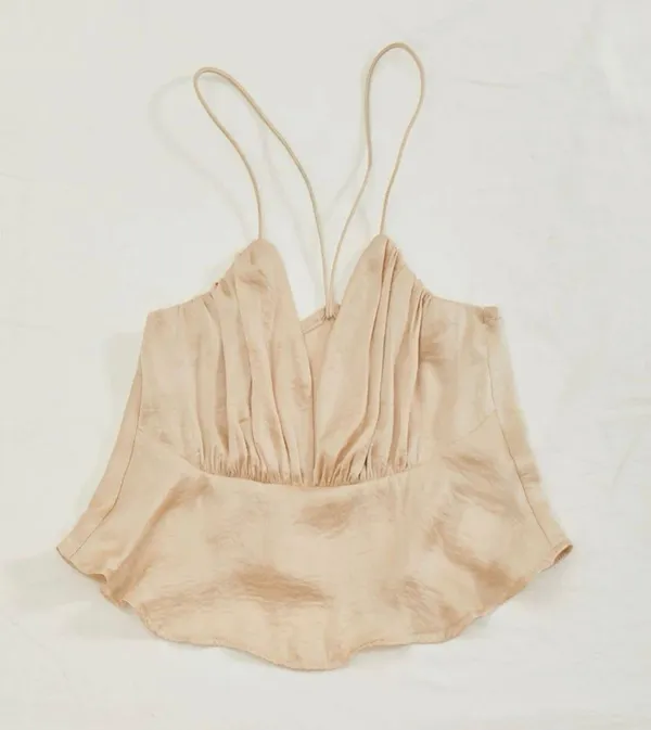 SheIn NWOT champagne gold ruched bust cami top - Image 2