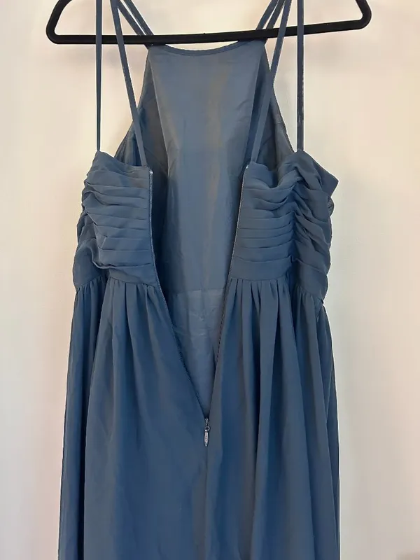 JJ's House Edeline Navy Blue A-line Ruffle Chiffon Maxi Dress Size 12/14 - Image 8