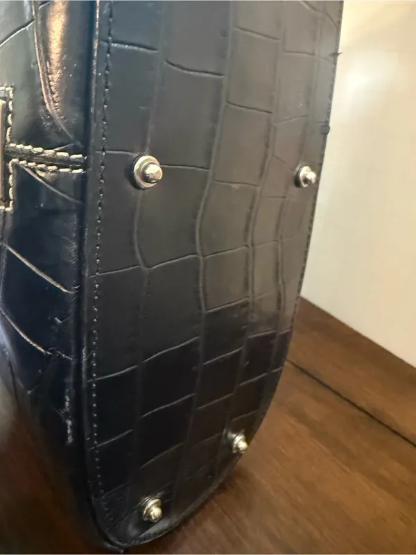 Vintage Dooney & Bourke Black Croc-Embossed Leather Hobo Shoulder Bag - Image 9