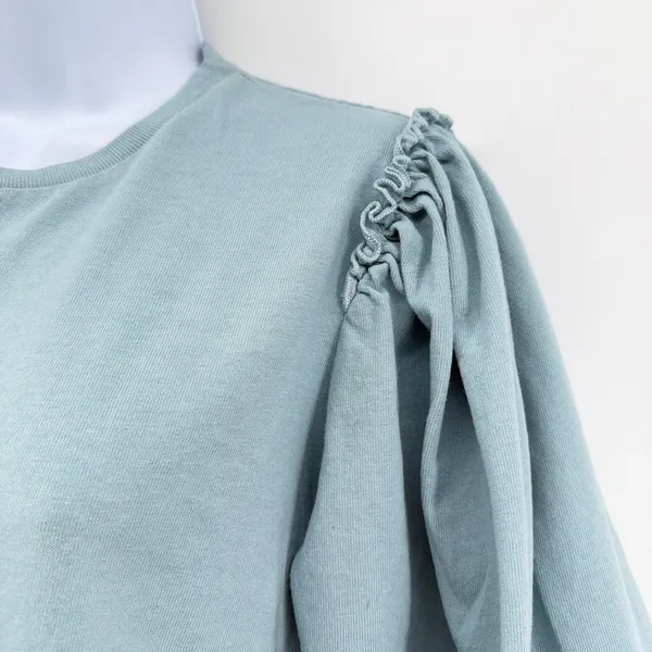 NWT Citizens of Humanity Vera Gathered Shoulder Top Small Acqua Blue Puff Sleeve - Image 4