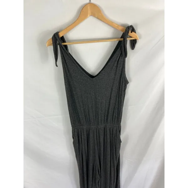 Lulus Belmore Heathered Charcoal Grey Ribbed Sleeveless Jumpsuit Size Medium - Image 6