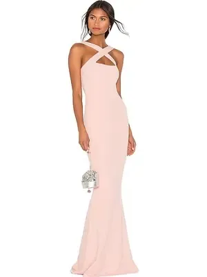 Blush Pink Cross‑Strap Mermaid Evening gown Dress NEW - Image 3