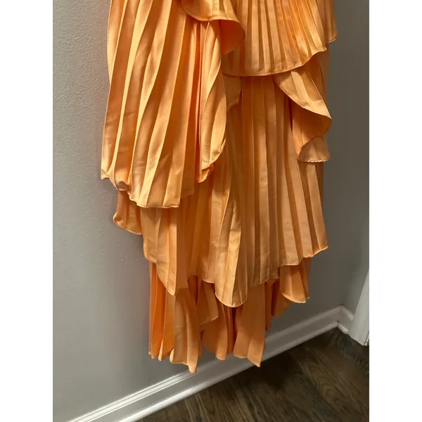 AMUR Orange Janey Tiered Ruffle Strapless Midi Pleated Fully Lined Dress size 6 - Image 10