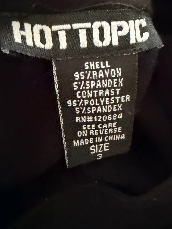 Hot Topic Black Short Sleeve Top with Mesh Yoke and Ring Accent - Image 5