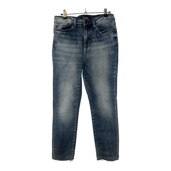Judy Blue High Waisted‎ Raw Hem Relaxed Fit Cropped Denim, Size 7/28 - Image 2
