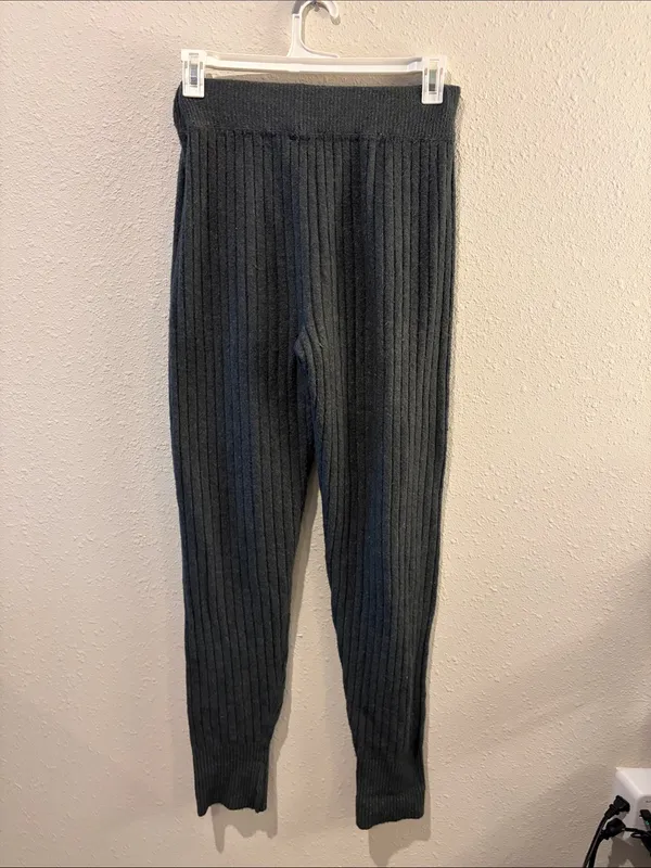 Free People Charcoal Ribbed Knit Joggers - Image 3