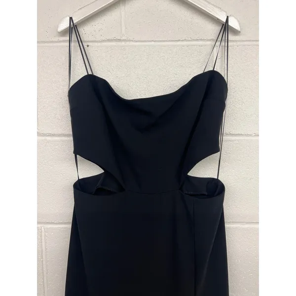 Amanda Uprichard Sz Medium M 6 8 Black Kloss Strapless Cut Out Slit Maxi Gown - Image 5