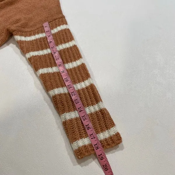 Easel Los Angeles Brown Knit Cardigan White Stripe Sleeves Open Front Size M - Image 10