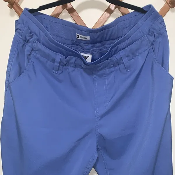 KOI Tech ceil blue scrub pant slit on bottom woman size XL - Image 2