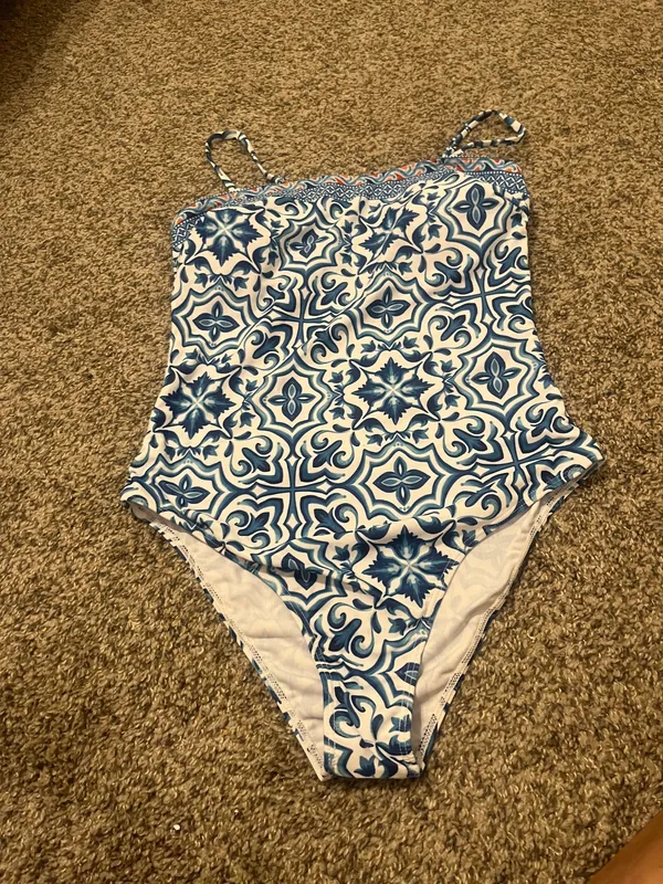 Women One Piece Swimsuit Adjustable Spaghetti Straps Print Bathing Suit with - Image 3