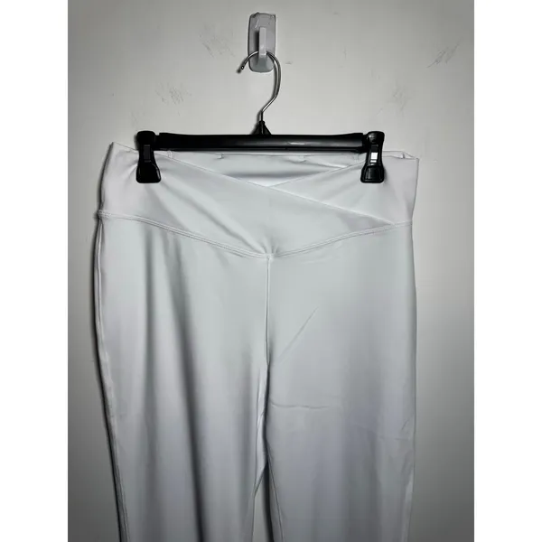 New Halara Crossover High Waisted Back Pocket Super Flare Leggings White XL - Image 6