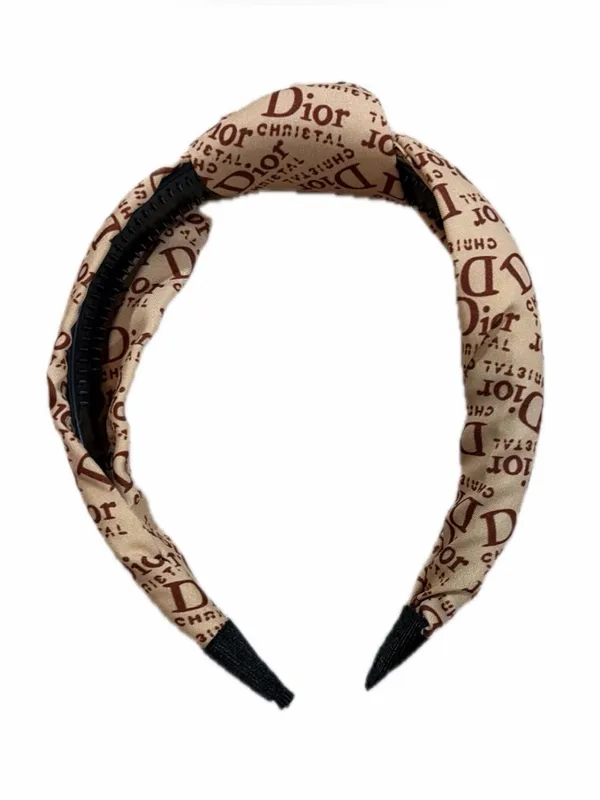 Source Unknown NWOT Fashion Headband Beige w/Brown “D” Prints - Image 2