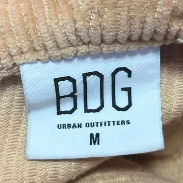 Urban Outfitters BDG Tan Corduroy Zip Up Hooded Hoodie Crop Bomber Coat Jacket M - Image 4