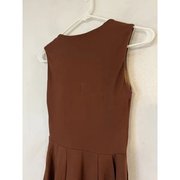 NWT OGL The Anytime Bra Ponte Knit Midi Dress Sz XS Cherry Wood Brown Stretchy - Image 6