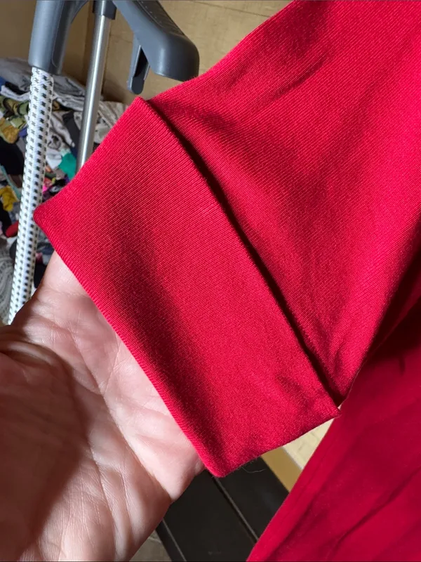 Lauren Ralph Lauren Red Stretch Cotton Elbow Sleeve V-Neck Tee Medium - Image 7
