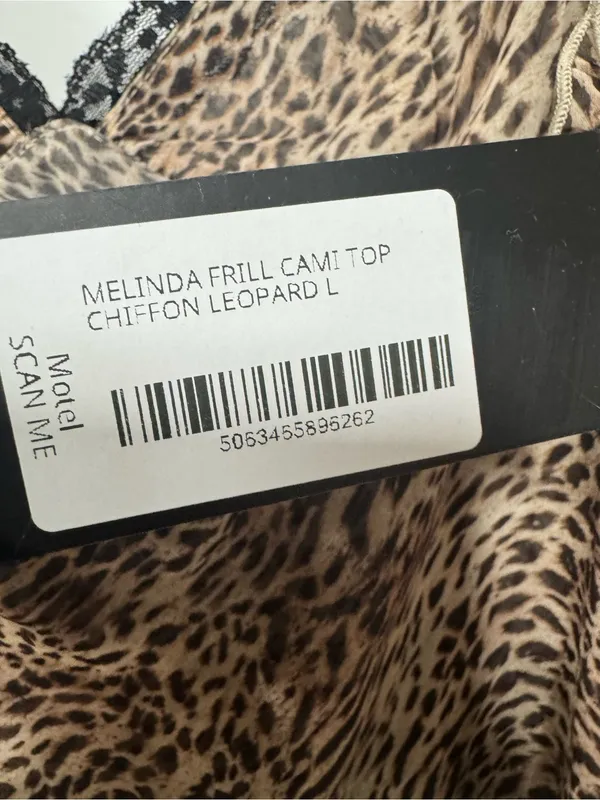 Motel Melinda Frill Cami Top In Chiffon Leopard Large New - Image 2