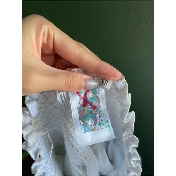Queen of Sparkles Holographic Iridescent Swing Shorts Size XS White Shimmer - Image 5