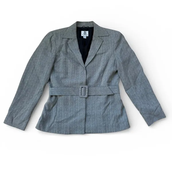 80's Vintage Renfrew Grey Herringbone Tweed Two Piece Blazer and Pants Suit - Image 3