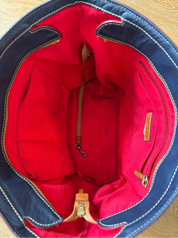 Dooney & Bourke Navy Blue Leather Lexington Shopper Tote Shoulder Bag - Image 10