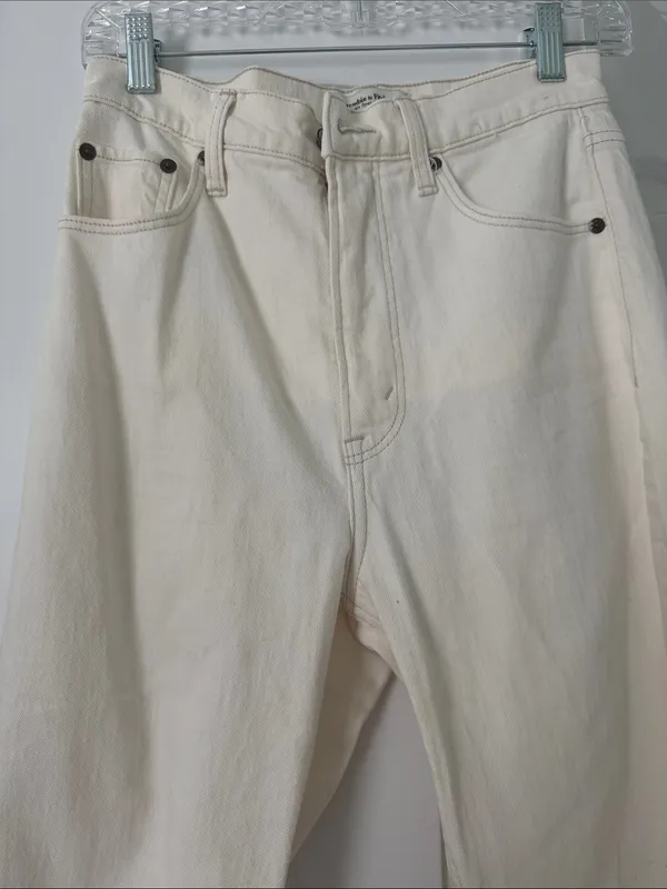 Abercrombie & Fitch Off-White Cropped Ankle Jeans - Image 2