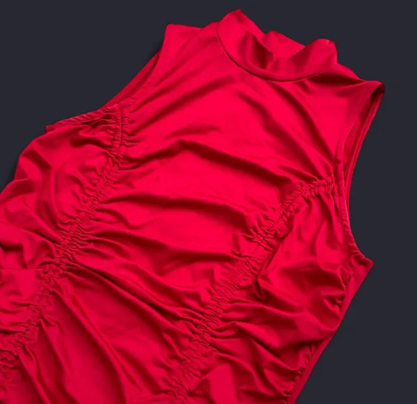 Heart & Hips Scarlet Red Ruched Mock Neck Dress - Image 5