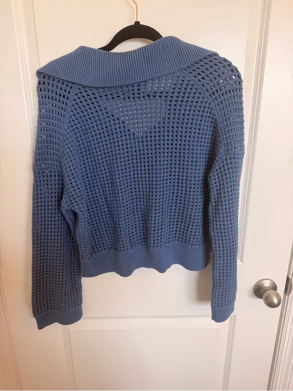Abercrombie & Fitch Open Knit Polo Sweater XS - Image 3