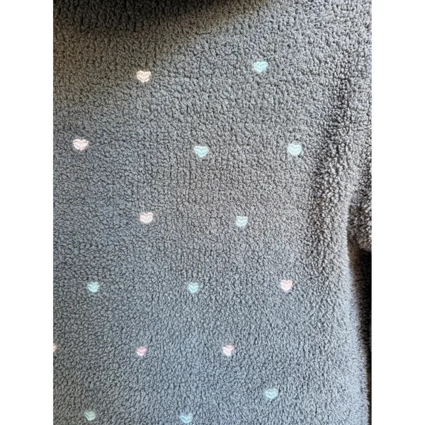 POL Gray Plush Fuzzy‎ Soft Hearts Hoodie Full Zip Cozy Comfy Womens Size Small - Image 4