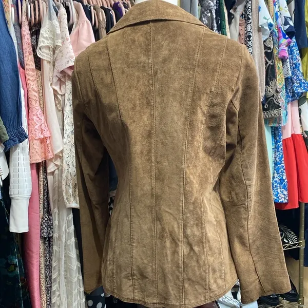 Zazee Jacket Blazer Vintage 100% leather Suede Brown Size M - Image 2
