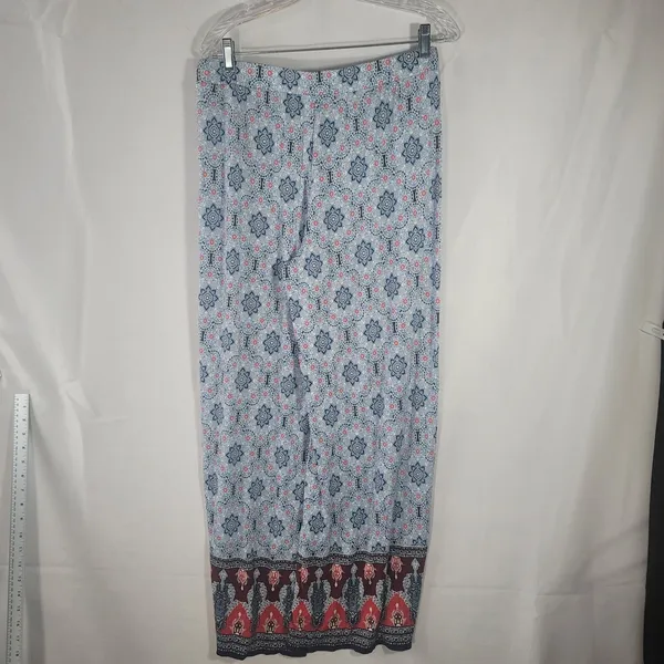Cato Women's Size M Palazzo Lounge Pants Blue Geometric Paisley Wide Leg Boho - Image 2