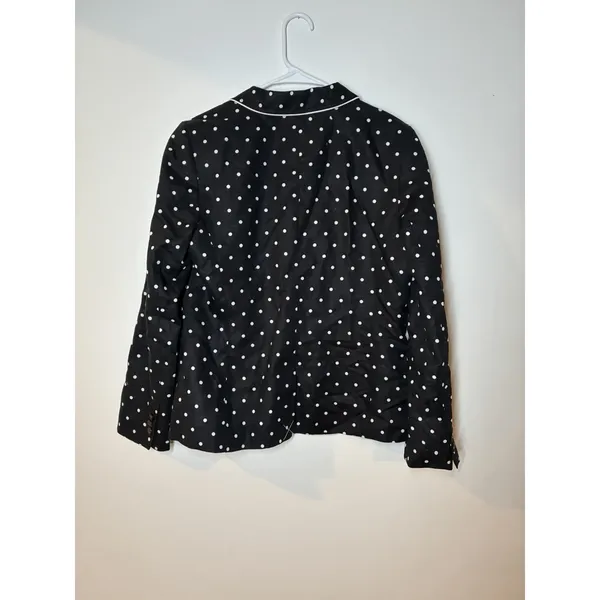 black-and-white polka dot Talbots Linen Blend Dot Blazer Single Button 12 - Image 5