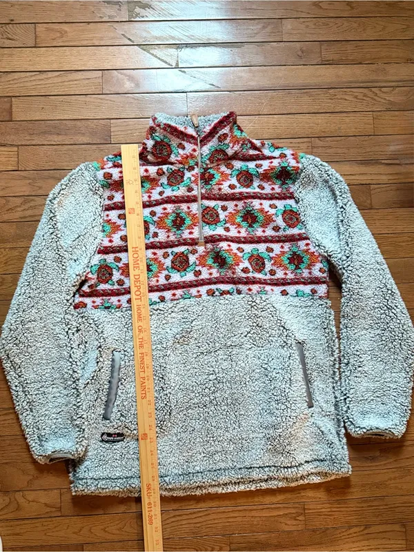 Simply Southern Plush Sea Turtle Aztec Pullover Sherpa Jacket Womens Size Large - Image 6