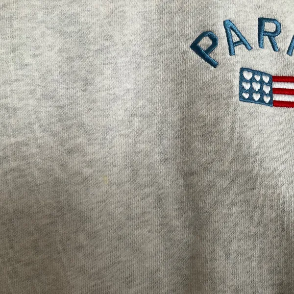 Parke Flag Graphic Mockneck Sweatshirt Varsity Pullover Heather Grey L/XL - Image 6